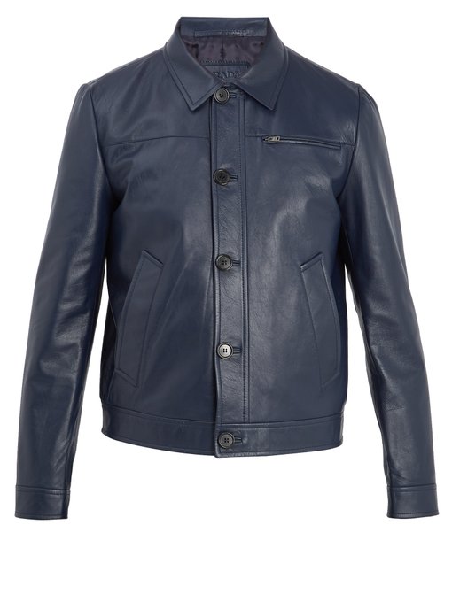 ÁO DA PRADA Point-collar leather jacket