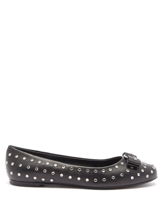 GIÀY SALVATORE FERRAGAMO Varina studded leather ballet flats