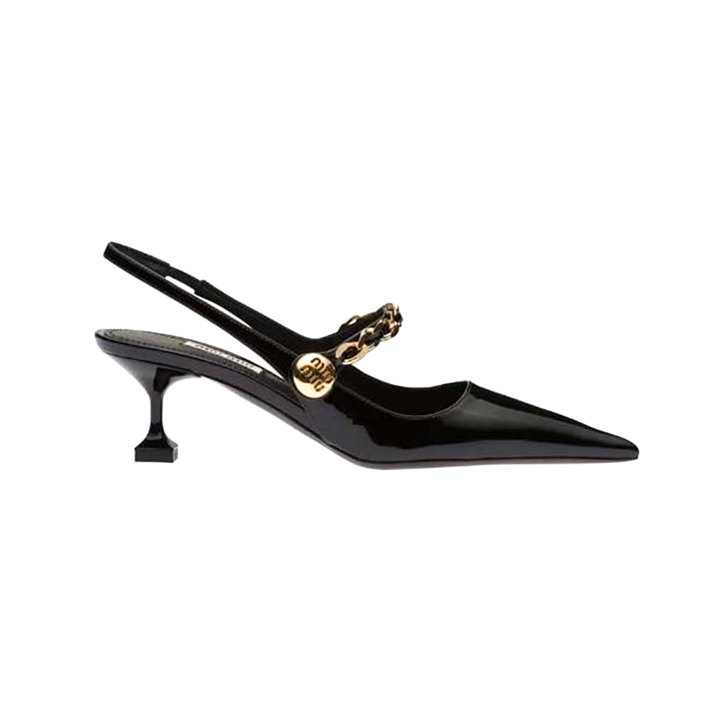 GIÀY Miu Miu Women Patent Leather Slingback Pumps in 55mm Heel Height-Black