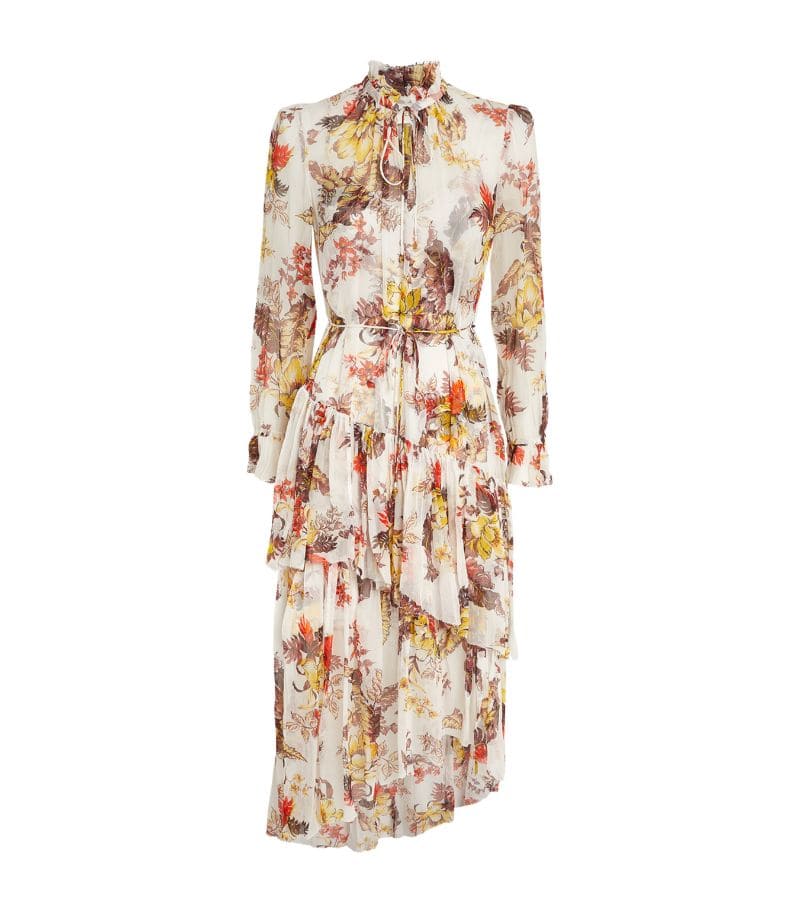 VÁY ZIMMERMANN Tiered Floral Midi Dress