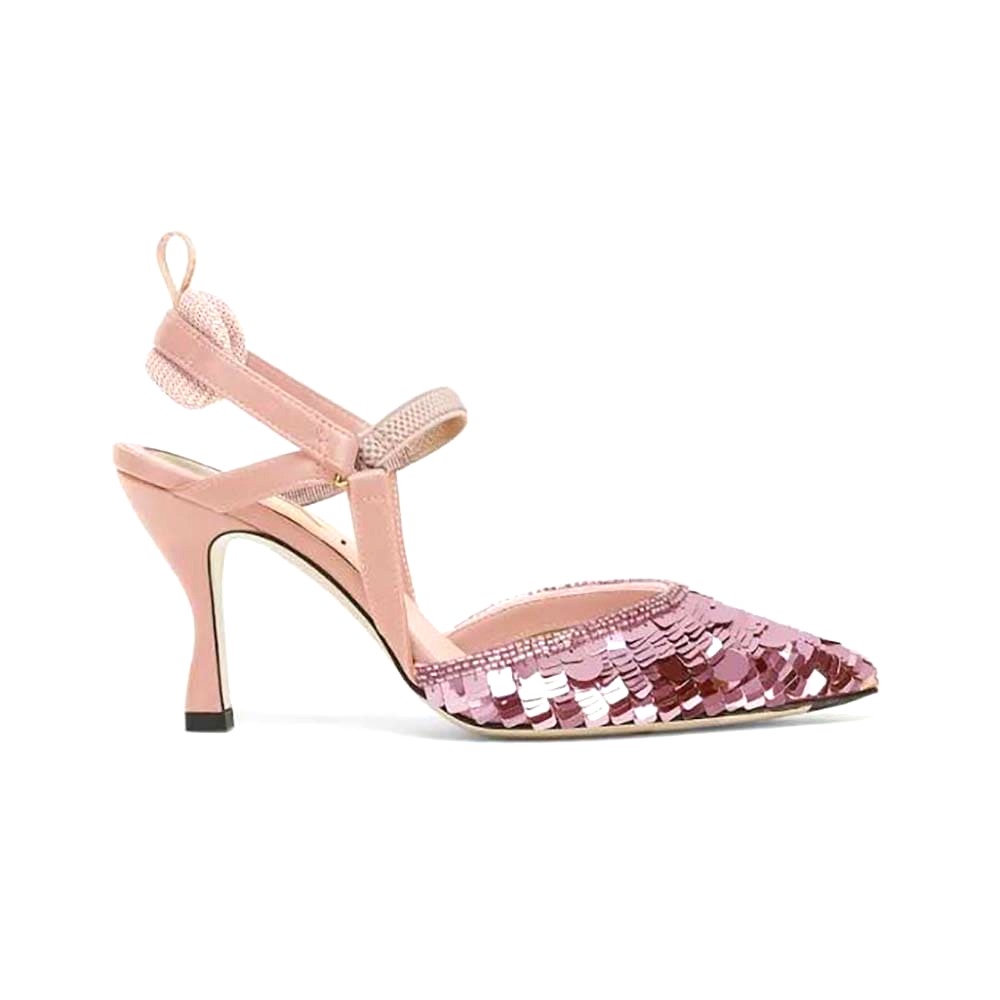 GIÀY Fendi Women Colibrì Lite Pink Sequin High-heeled Slingbacks