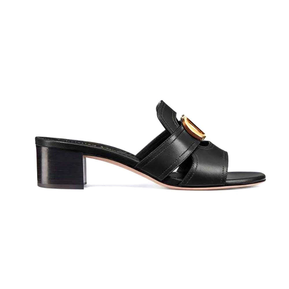 GUỐC Dior Women 30 Montaigne Heeled Slide Black Calfskin