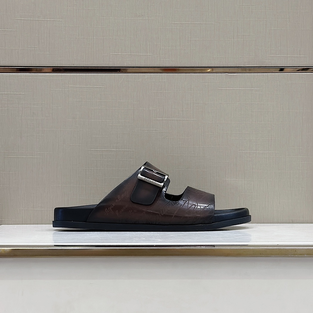 DÉP BERLUTI PATINA LEATHER SLIPPER