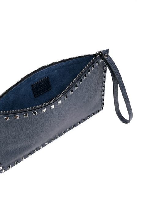 VÍ VALENTINO STUDS ZIPPED LEATHER POUCH