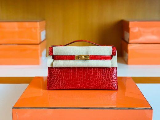 Túi Hermes Mini Kelly pochette crocodile da cá sấu Gold Hardware  Handmade khâu tay 22cm