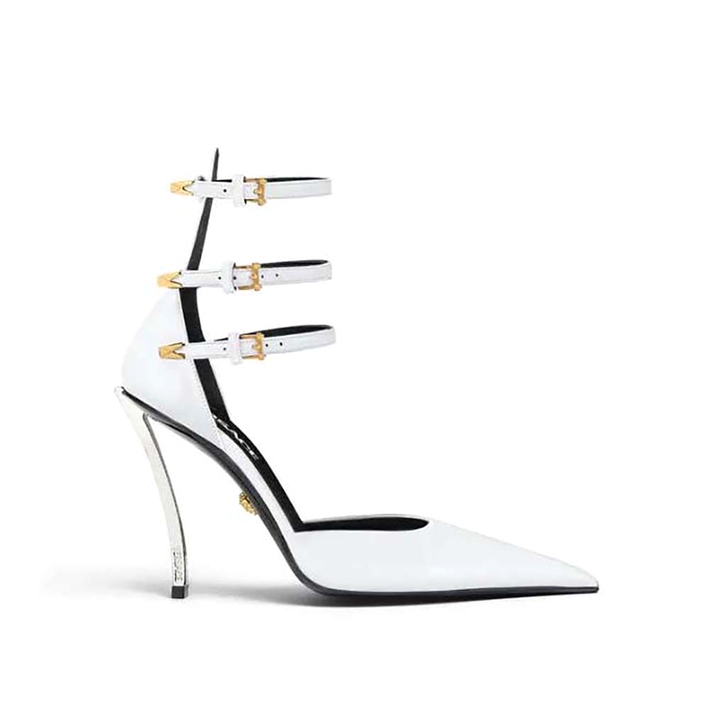 GIÀY Versace Women Pin-Point Pumps in Calf Leather-White