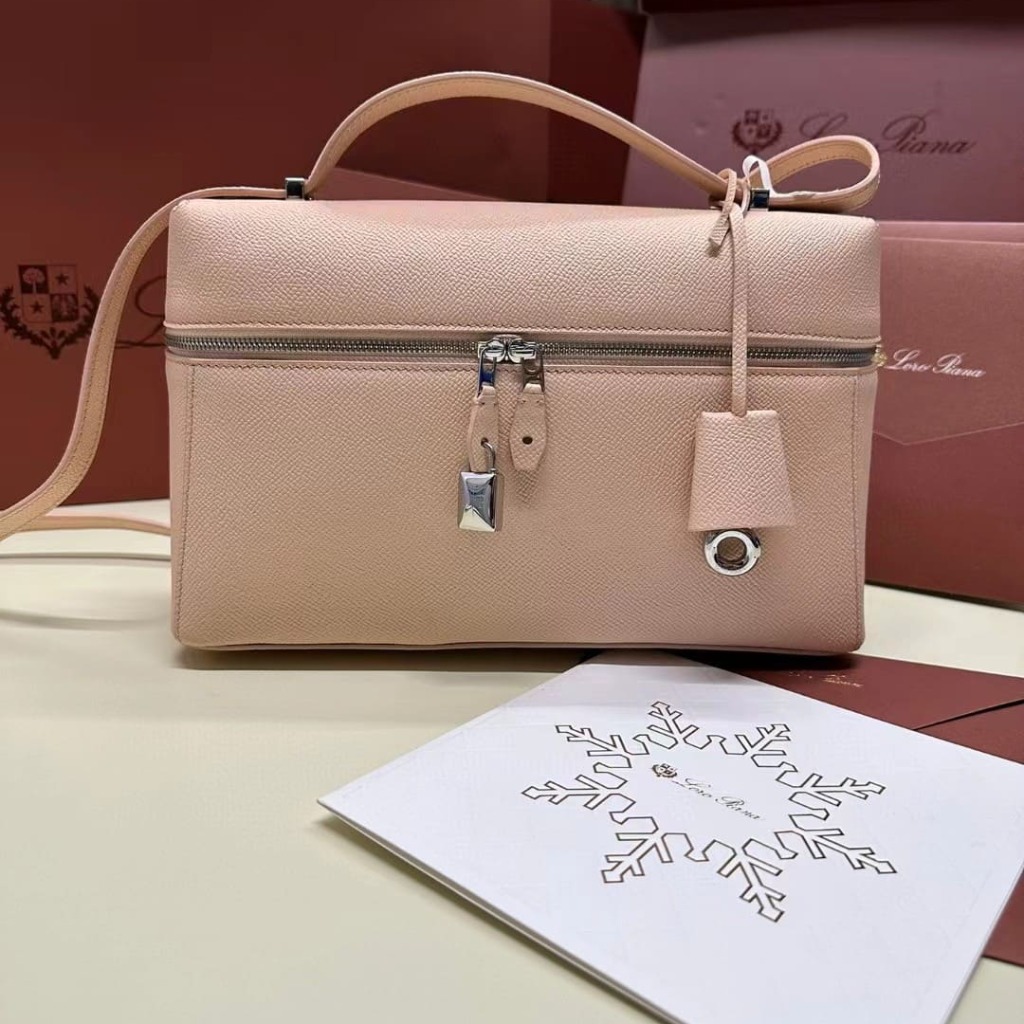 TÚI Loro Piana Women Extra Pocket L27 in Sheepskin Leather Pink
