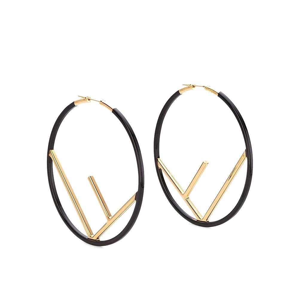 Bông tai Fendi Women F is Fendi Earrings Gold Colored Earrings-Black