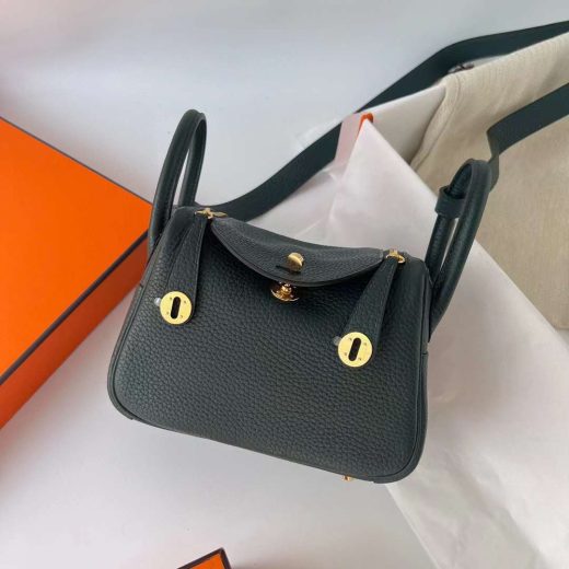Túi Hermes Mini Lindy Clemence Cypress green Gold Hardware  Handmade khâu tay 19cm