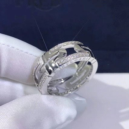NHẪN VÀNG TRẮNG BVLGARI Parentesi 18kt White Gold Ring Diamonds
