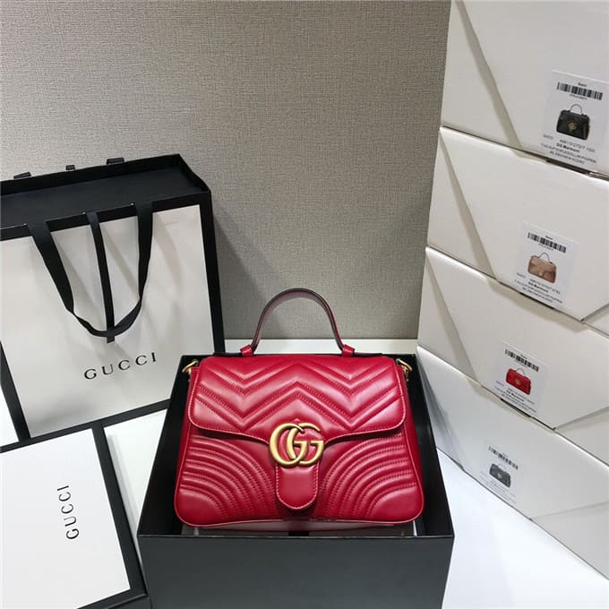 TÚI Gucci GG marmont small top handle bag red Top Quality