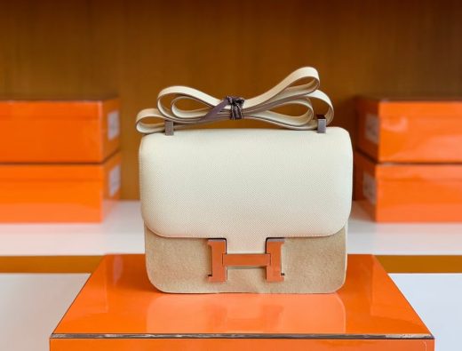Túi Hermes Constance Epsom Creamy White Silver Hardware Handmade khâu tay 24cm