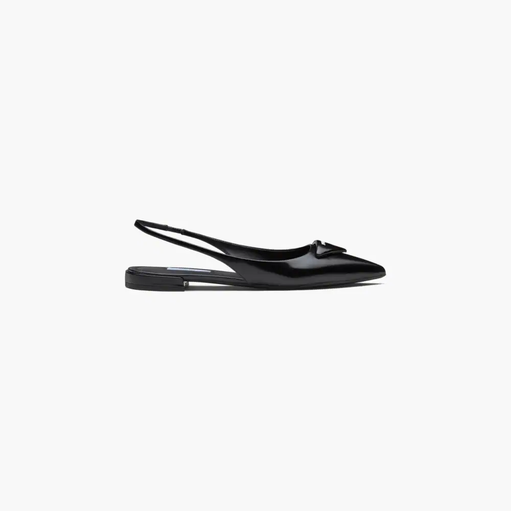 GIÀY PRADA Brushed leather slingback ballerinas