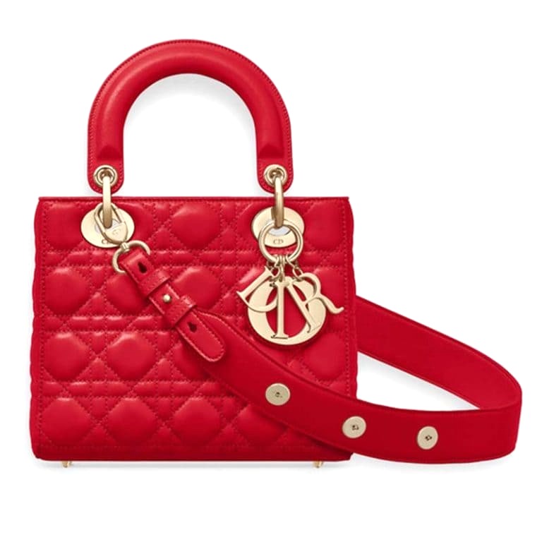 TÚI Dior My Lady Dior Bag in Cannage Lambskin-Red