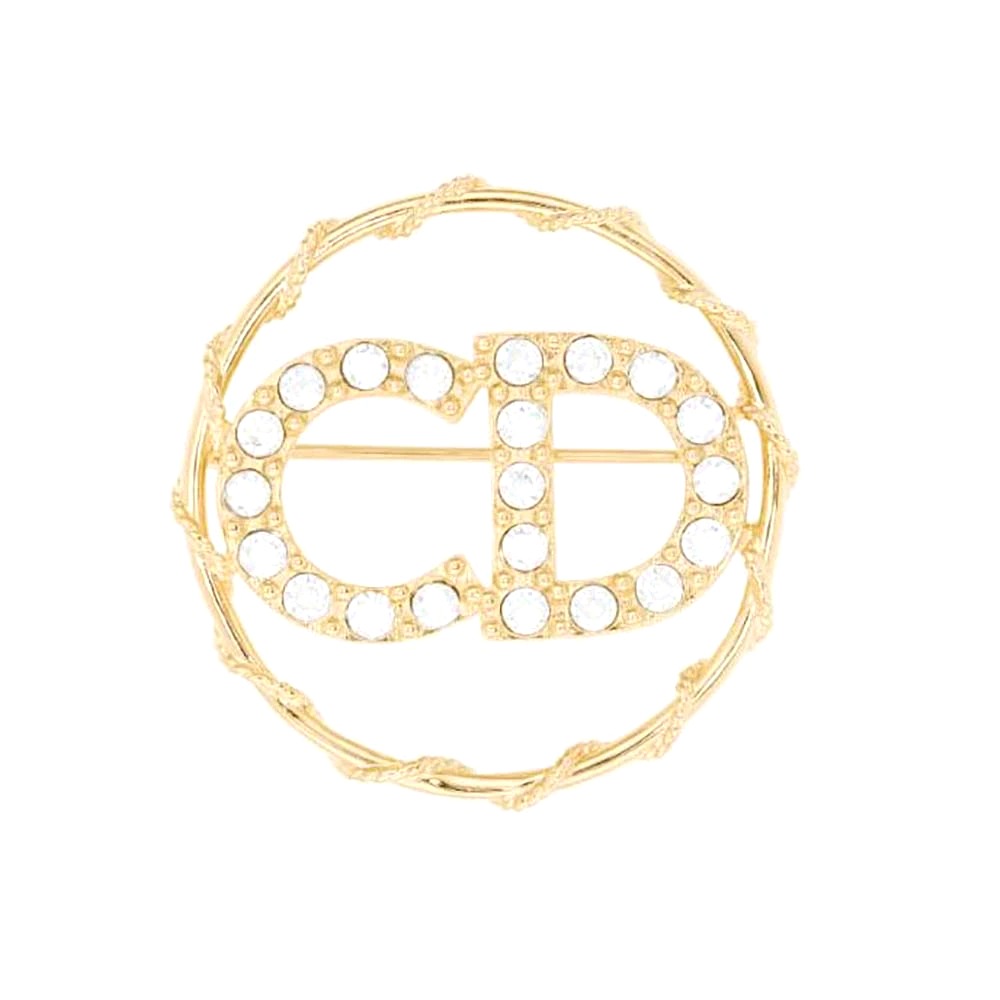 Cài áo Dior Clair D Lune Brooch Gold-Finish Metal and White Crystals