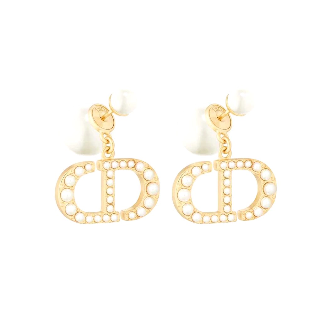 Bông tai Dior Women Tribales Earrings Gold-Finish Metal and White Resin Pearls