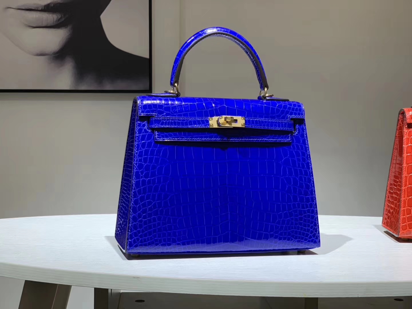 TÚI HERMES Kelly 25cm Alligator Leather Blue