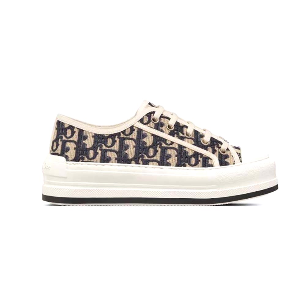 GIÀY Dior Women Walk’n’dior Platform Sneaker Deep Blue Dior Oblique Embroidered Cotton