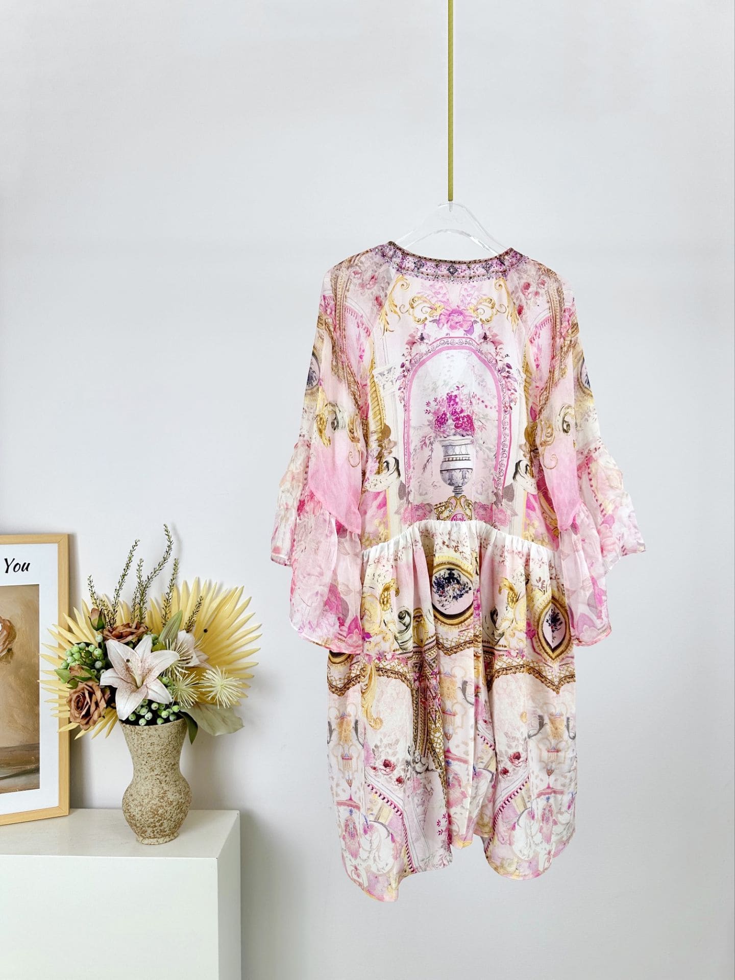 VÁY CAMILLA Silk Embellished V-Neck Midi Dress High Classy