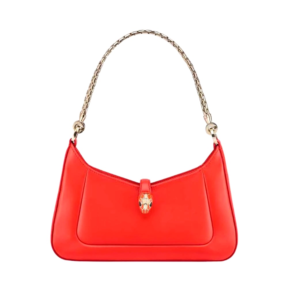 TÚI BVLGARI Women Serpenti Baia Small Shoulder Bag in Calf Leather-Orange