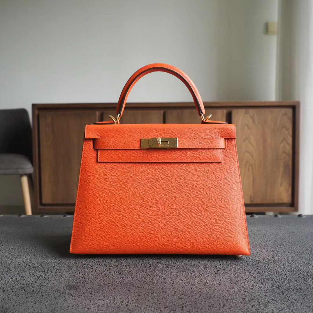 TÚI HERMES Kelly 28CM gold hardware orange epsom leather