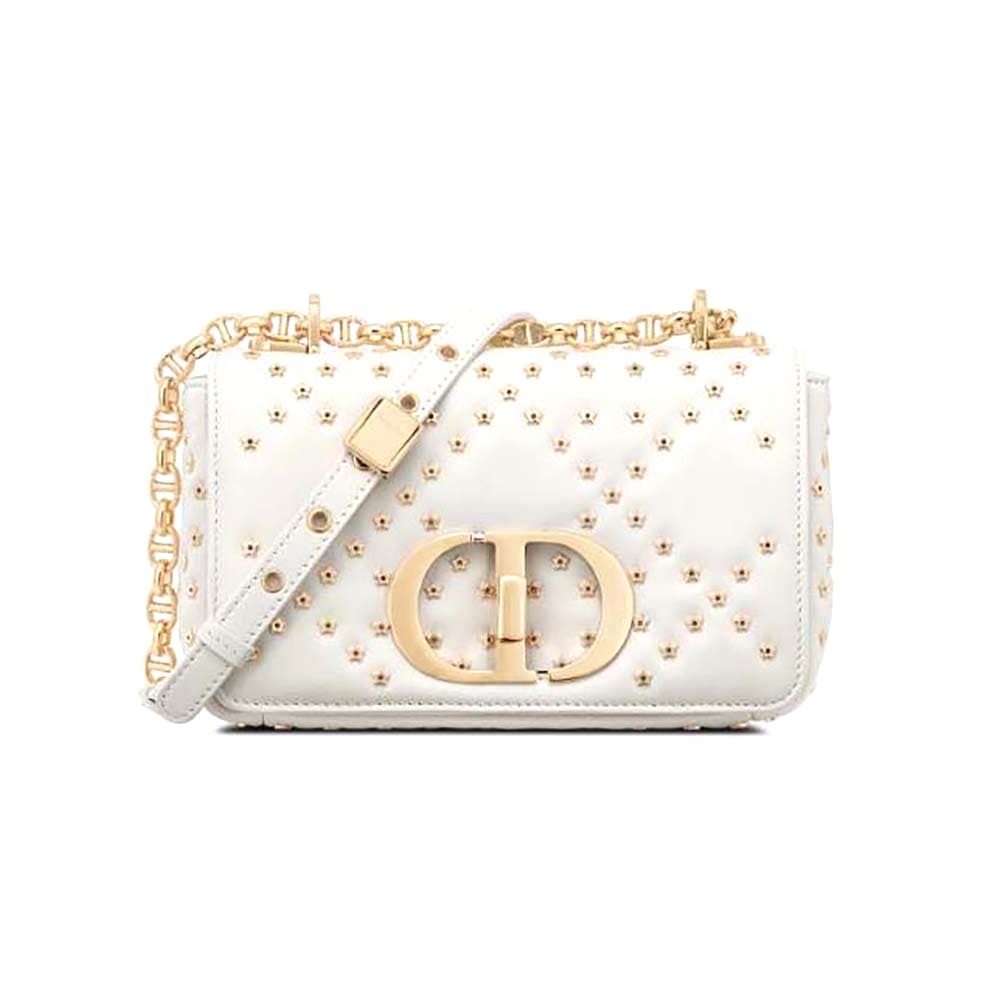 TÚI Dior Women Caro Box Bag with Chain Latte Quilted Macrocannage Calfskin Top Quality