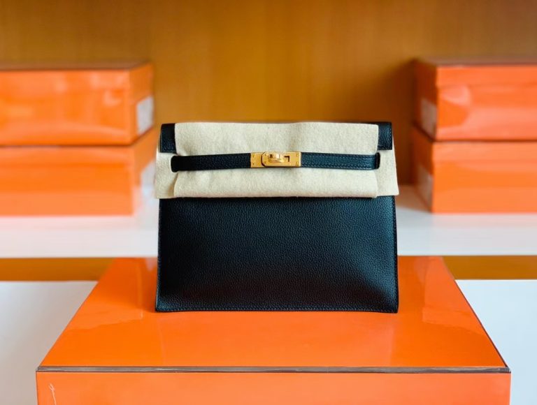 Túi Hermes Kelly dance Evercolor Black Gold Hardware Handmade khâu tay 22cm