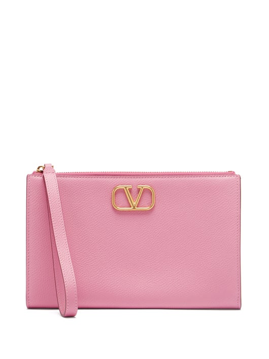 TÚI VALENTINO GARAVANI V-logo grained-leather pouch