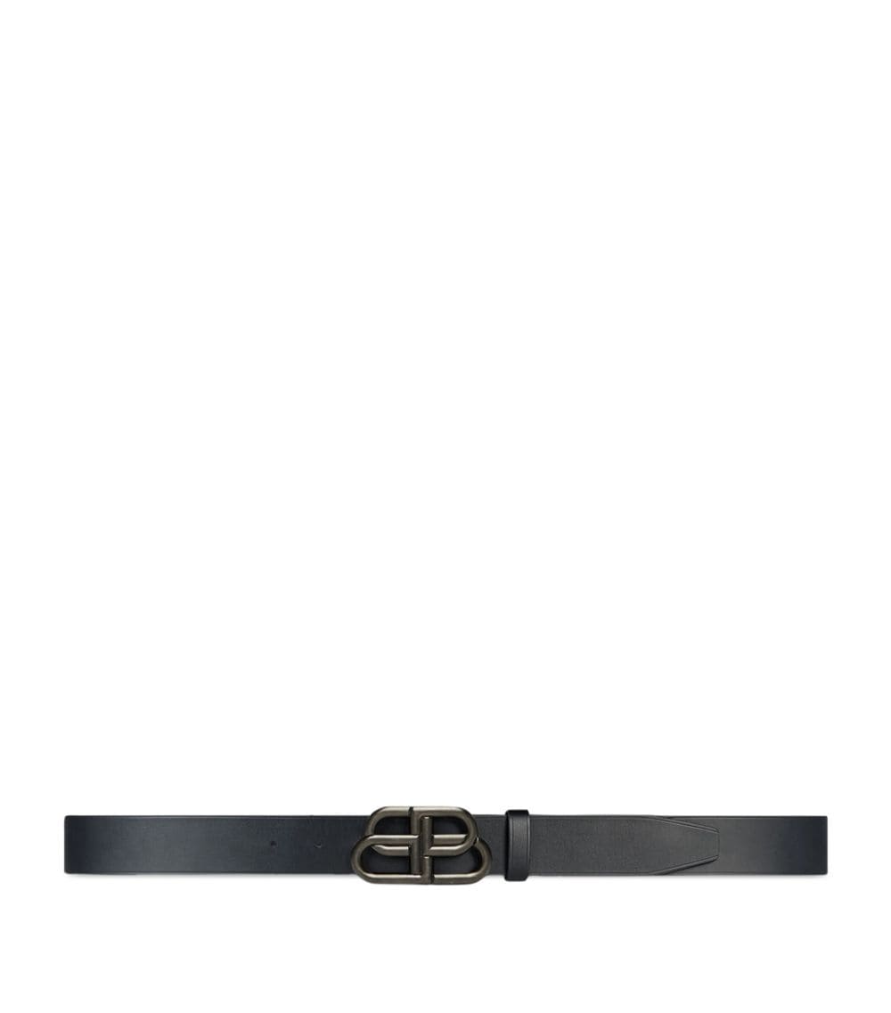 DÂY LƯNG BALENCIAGA  Leather Logo Belt khóa đen