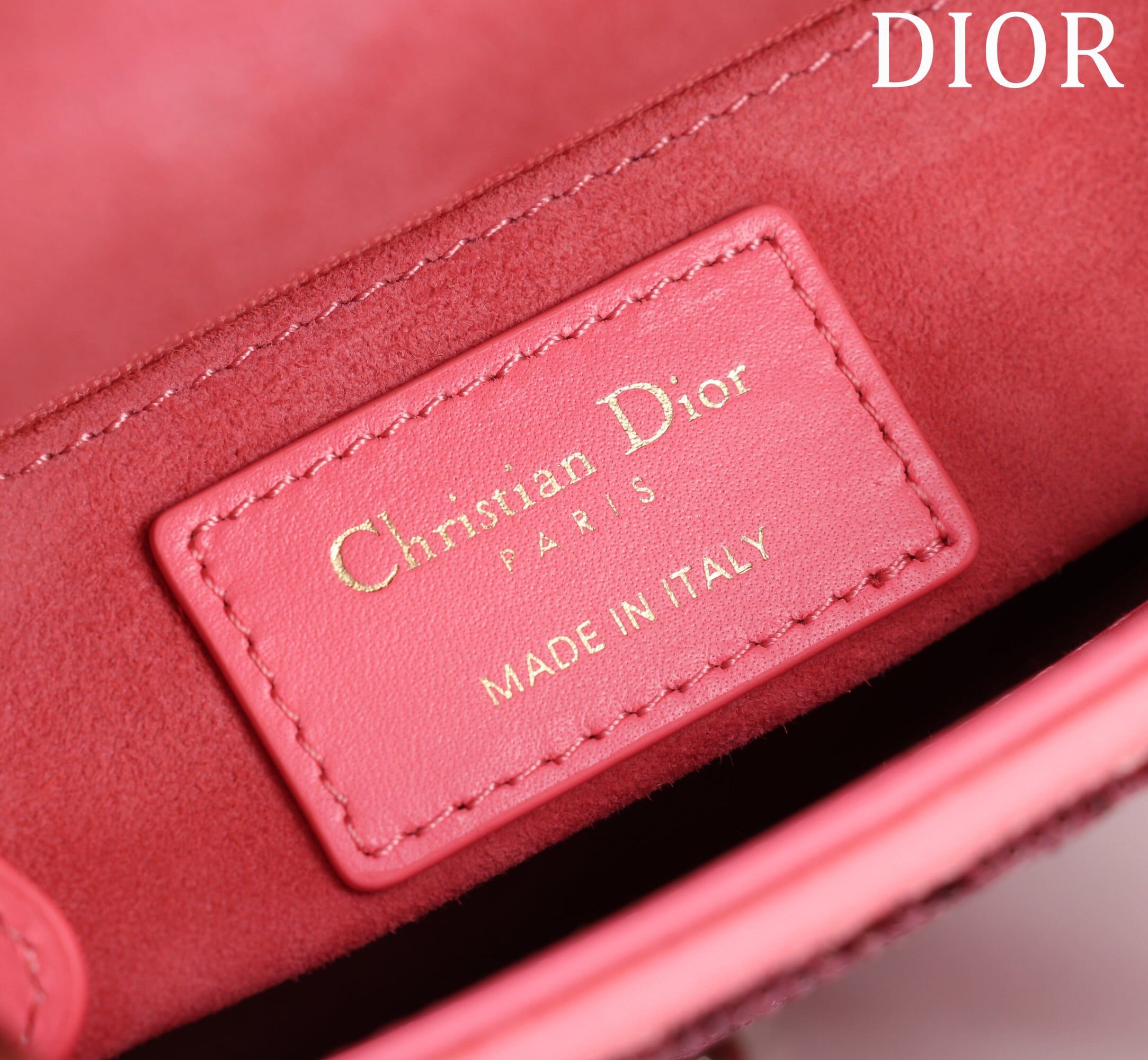 TÚI CHRISTIAN DIOR LADY DIOR Cannage Calfskin with Platinum Beaded Embroidery Pink