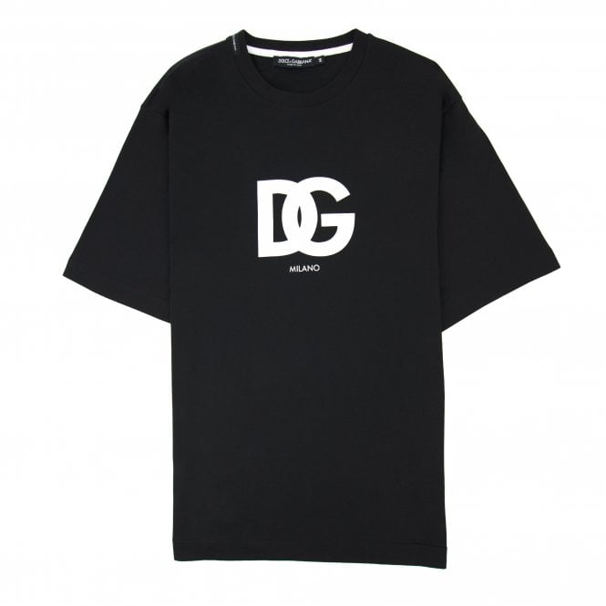ÁO DOLCE & GABBANA Cotton T-shirt With Dg Logo Print Black