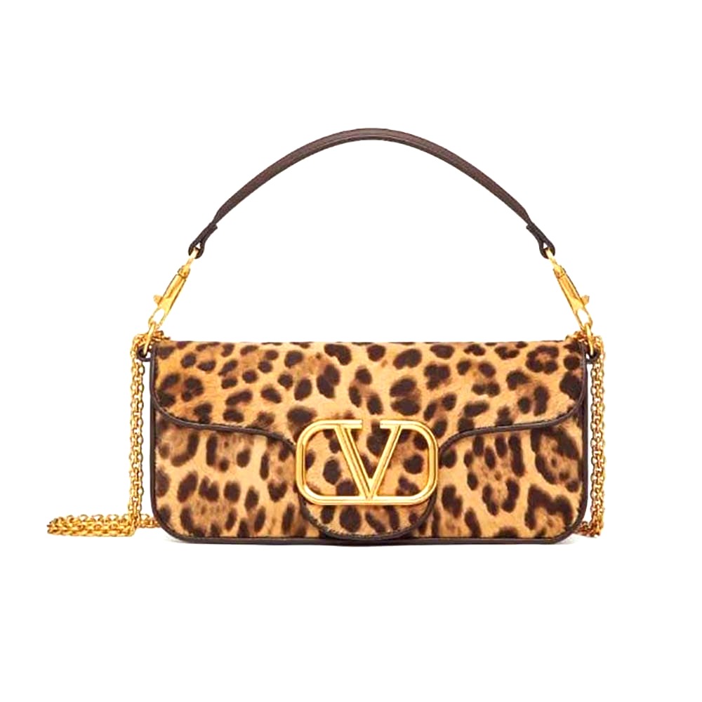 TÚI Valentino Locò Shoulder Bag in Pony Effect Animalier Calfskin