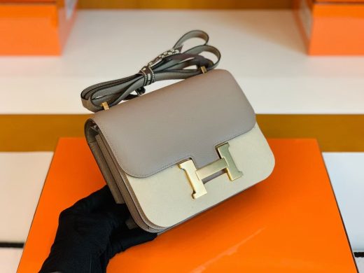 Túi Hermes Constance Epsom M8 Griss Asphalte Gold Hardware Handmade khâu tay 18cm
