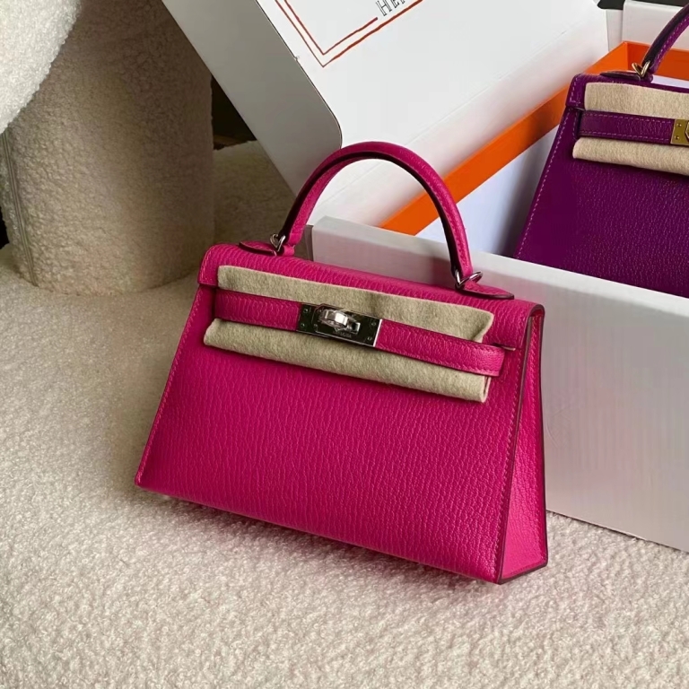 Túi Hermes Mini Kelly  Rouge Shocking Epsom 19CM Handmade khâu tay(Giá liên hệ)