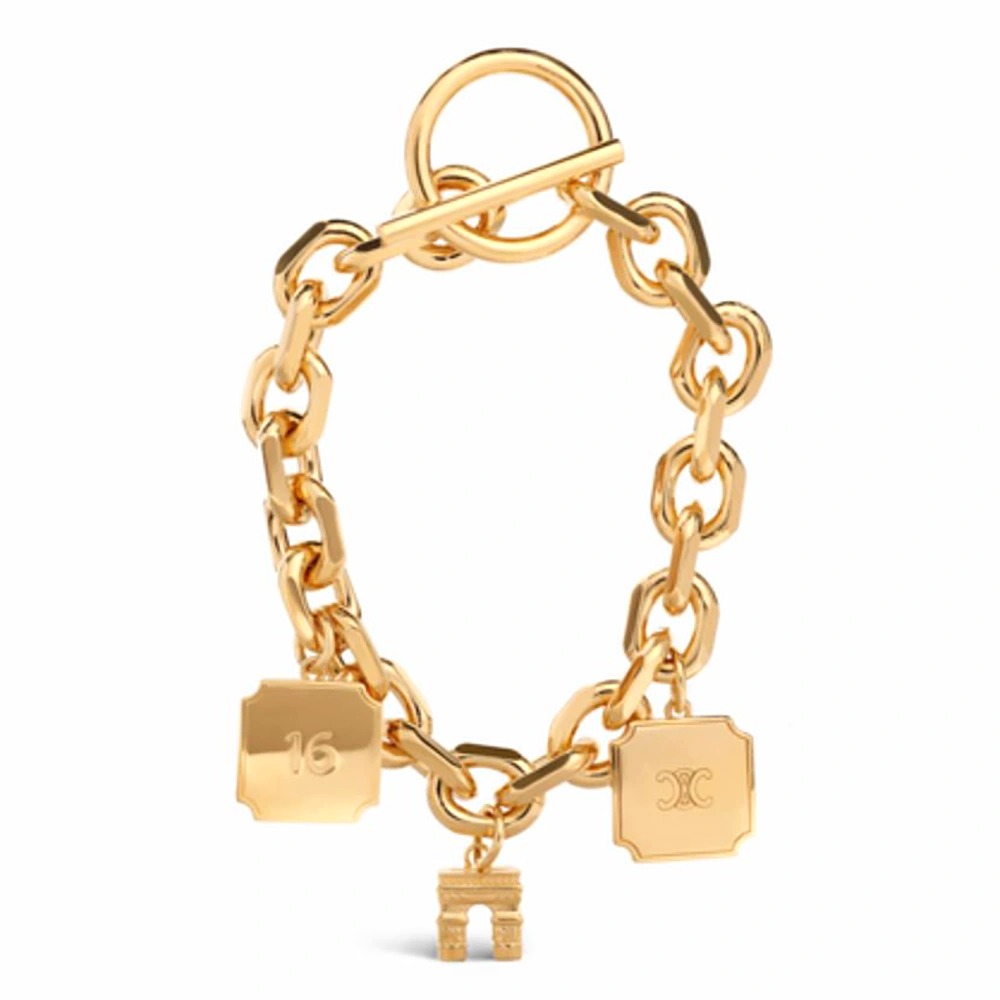 Vòng tay Celine Women Maillon Triomphe Charms Bracelet in Brass with Gold Finish