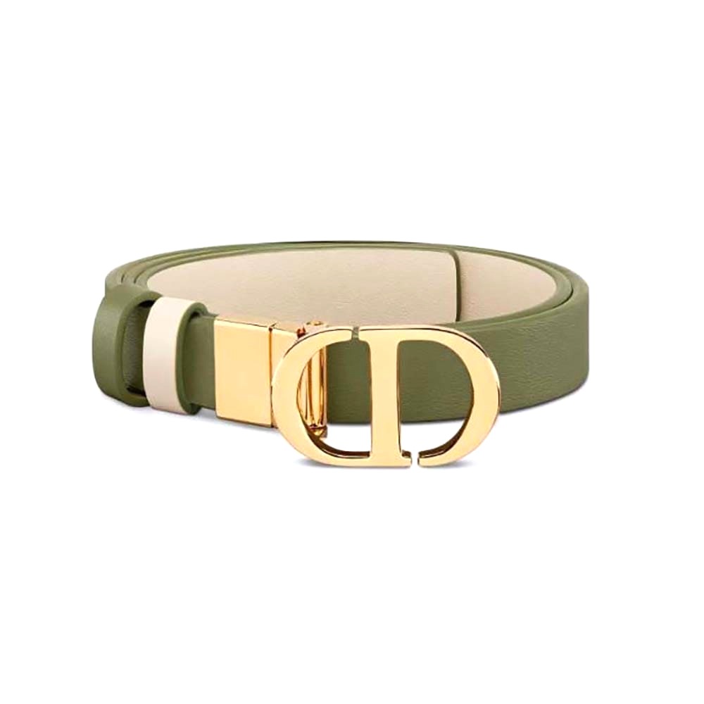DÂY LƯNG Dior Women 30 Montaigne Reversible Belt Aspen Green and Dusty Ivory Smooth Calfskin 20 MM