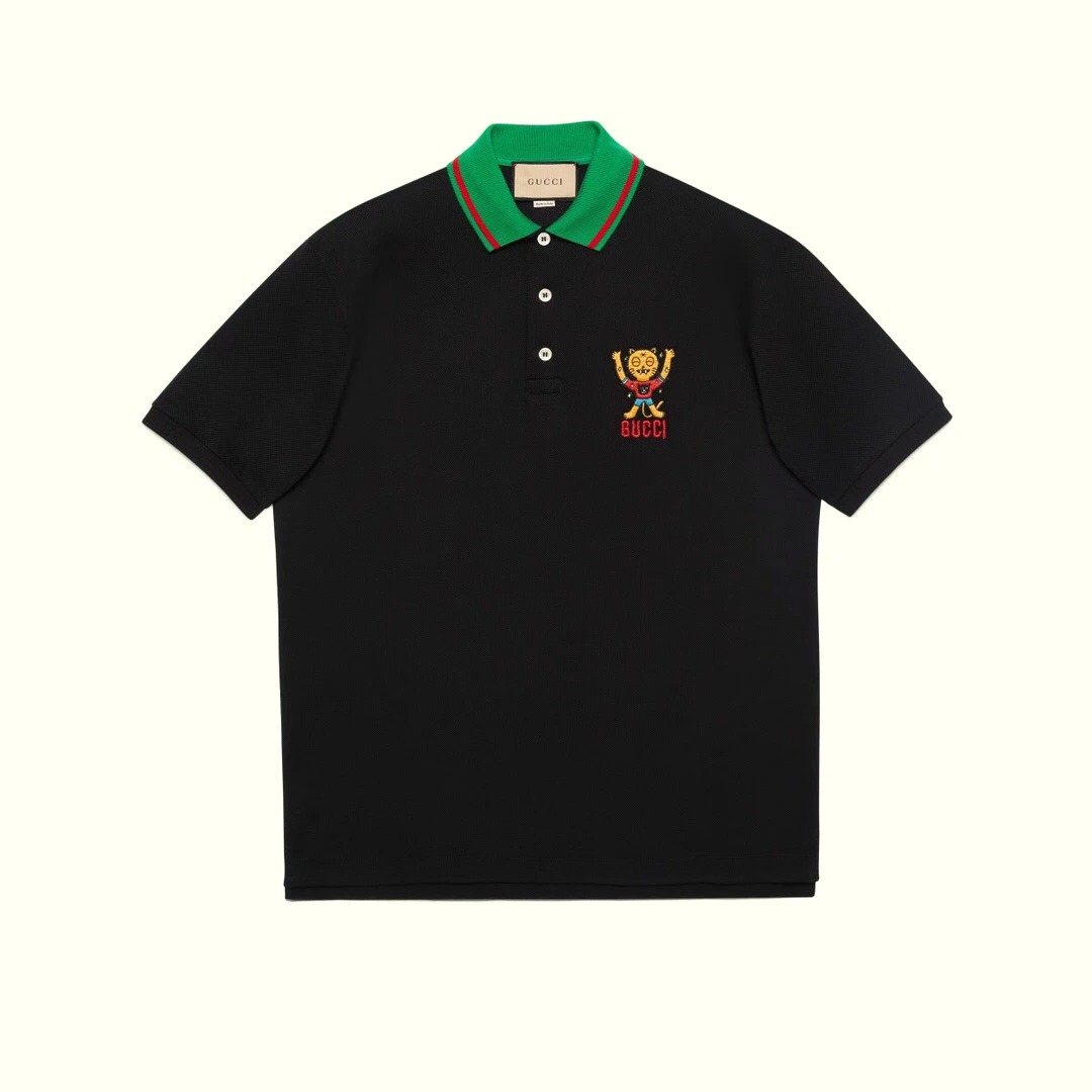 ÁO GUCCI GG Tiger Smile Chest Polo Shirt