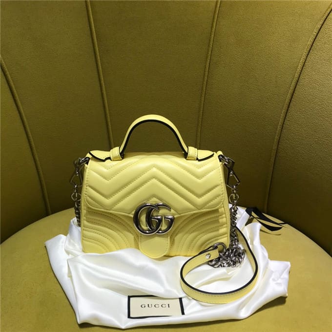 TÚI Gucci GG marmont mini top handle bag yellow Top Quality