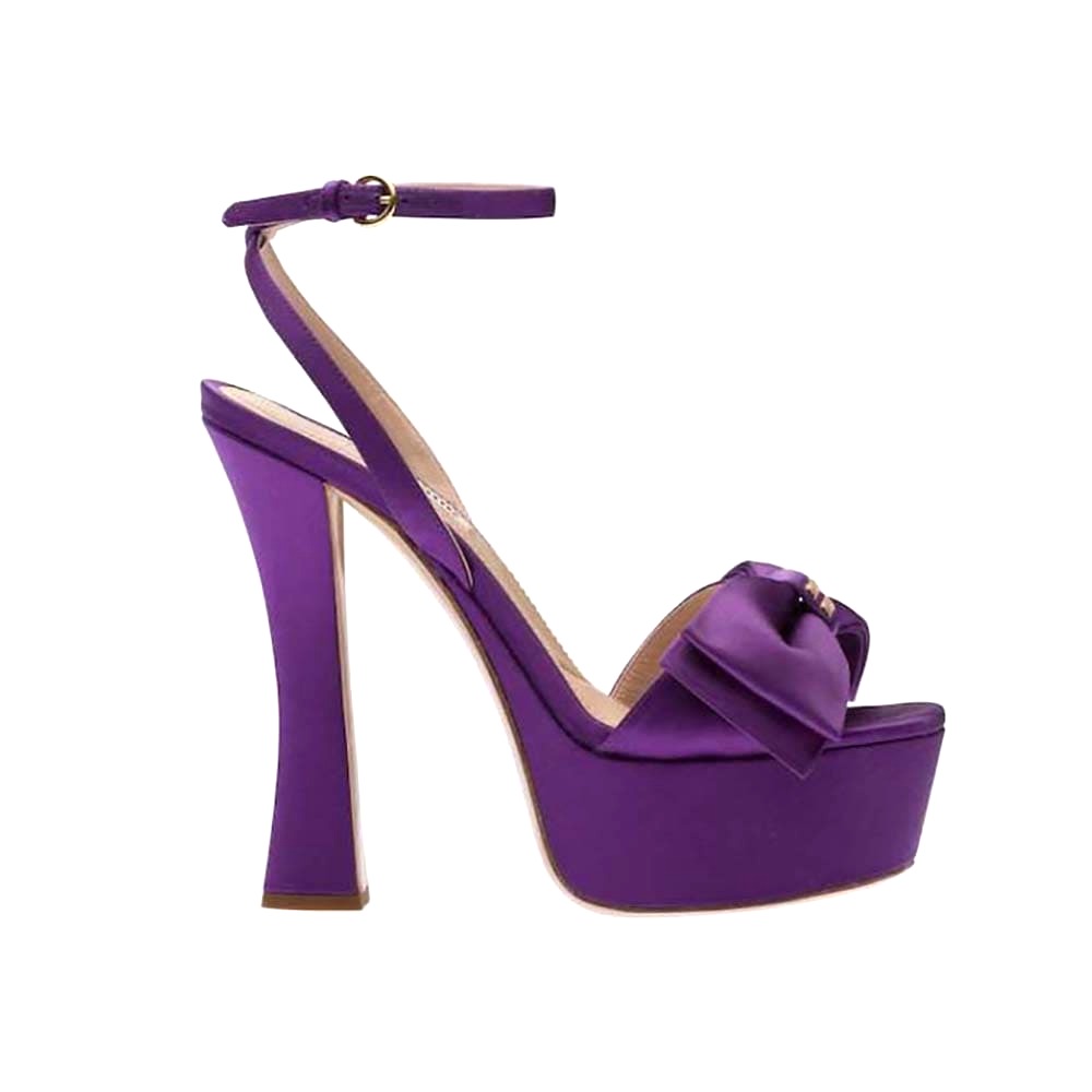 GIÀY Miu Miu Women Satin Platform Sandals 135 mm Heel Height-Purple