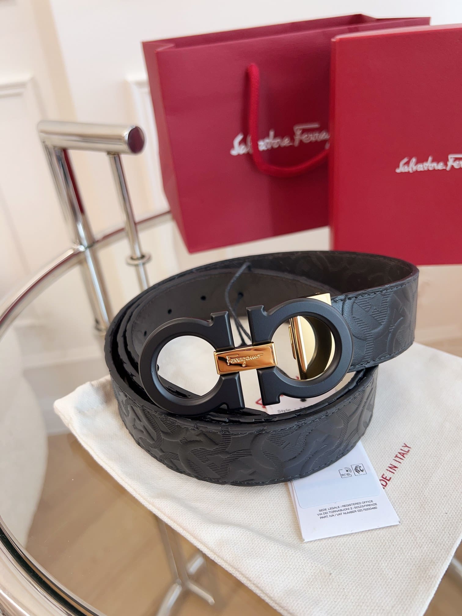 DÂY LƯNG Salvatore Ferragamo Adjustable Gancini Belt Khóa đen