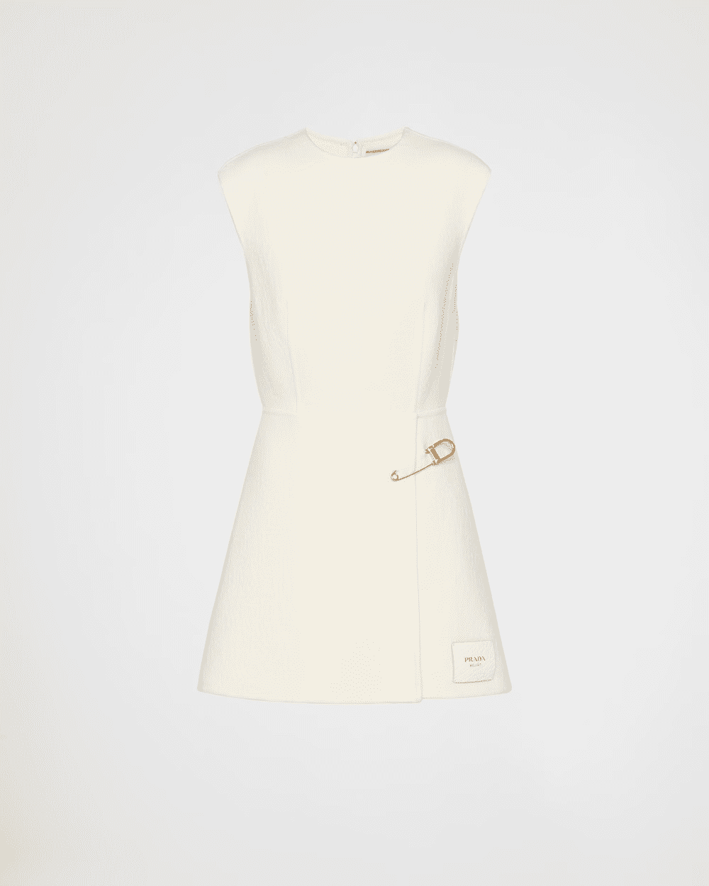 VÁY PRADA Washed twill minidress with safety pin ghim cài