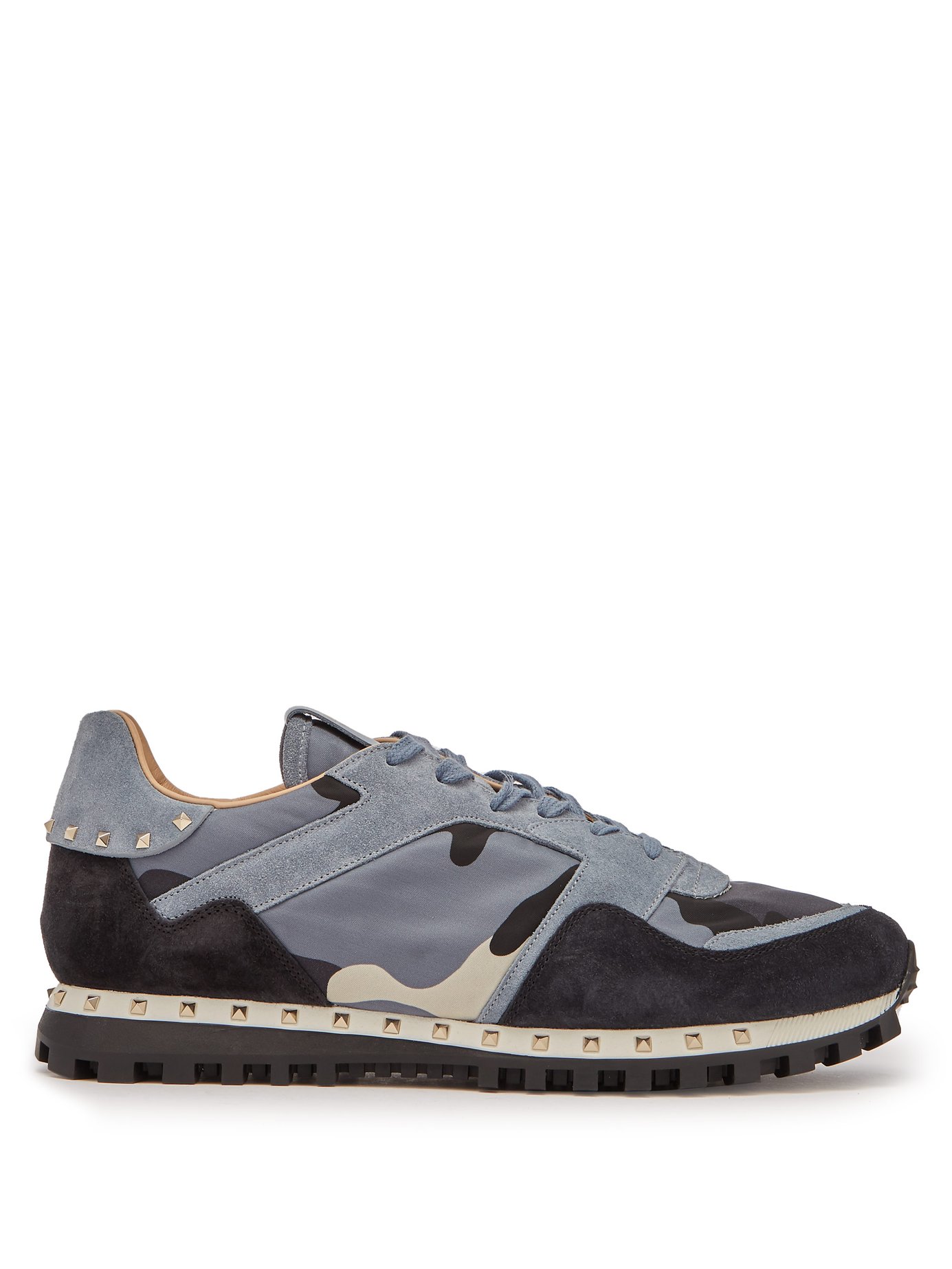 GIÀY VALENTINO  Rockrunner leather and suede low-top trainers