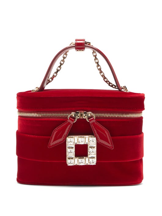 TÚI ROGER VIVIER Crystal-buckle velvet cross-body bag