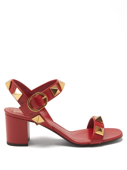 GIÀY VALENTINO GARAVANI Roman Stud block-heel leather sandals