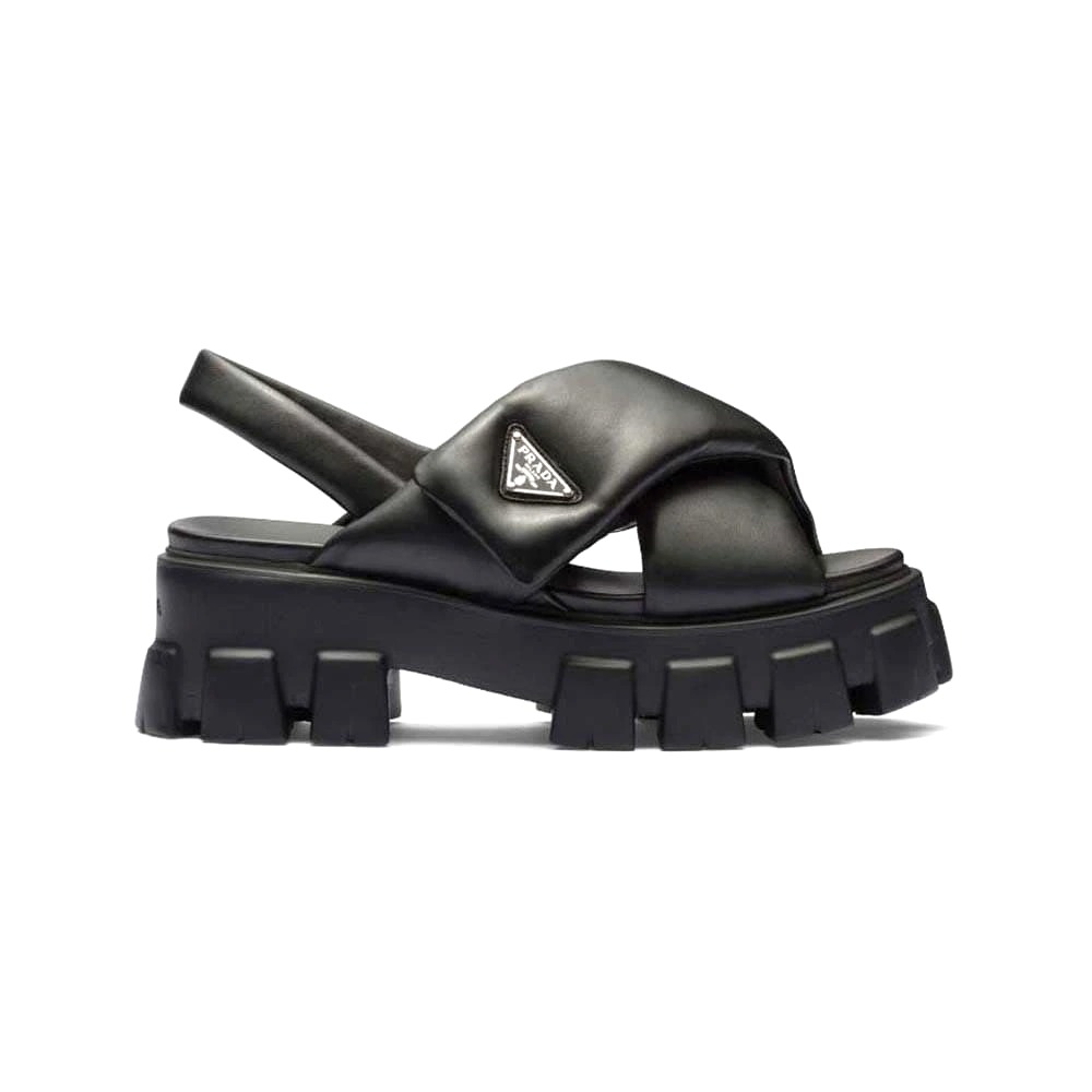 DÉP SANDALS Prada Women Monolith Padded Nappa Leather Sandals-Black
