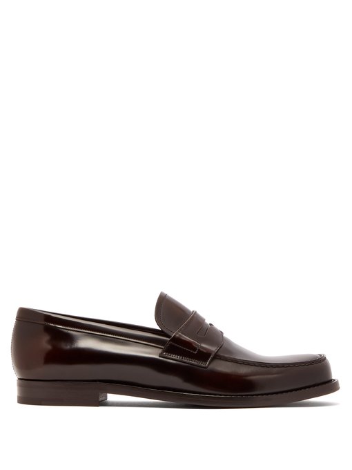GIÀY PRADA  Spazzalato-leather penny loafers