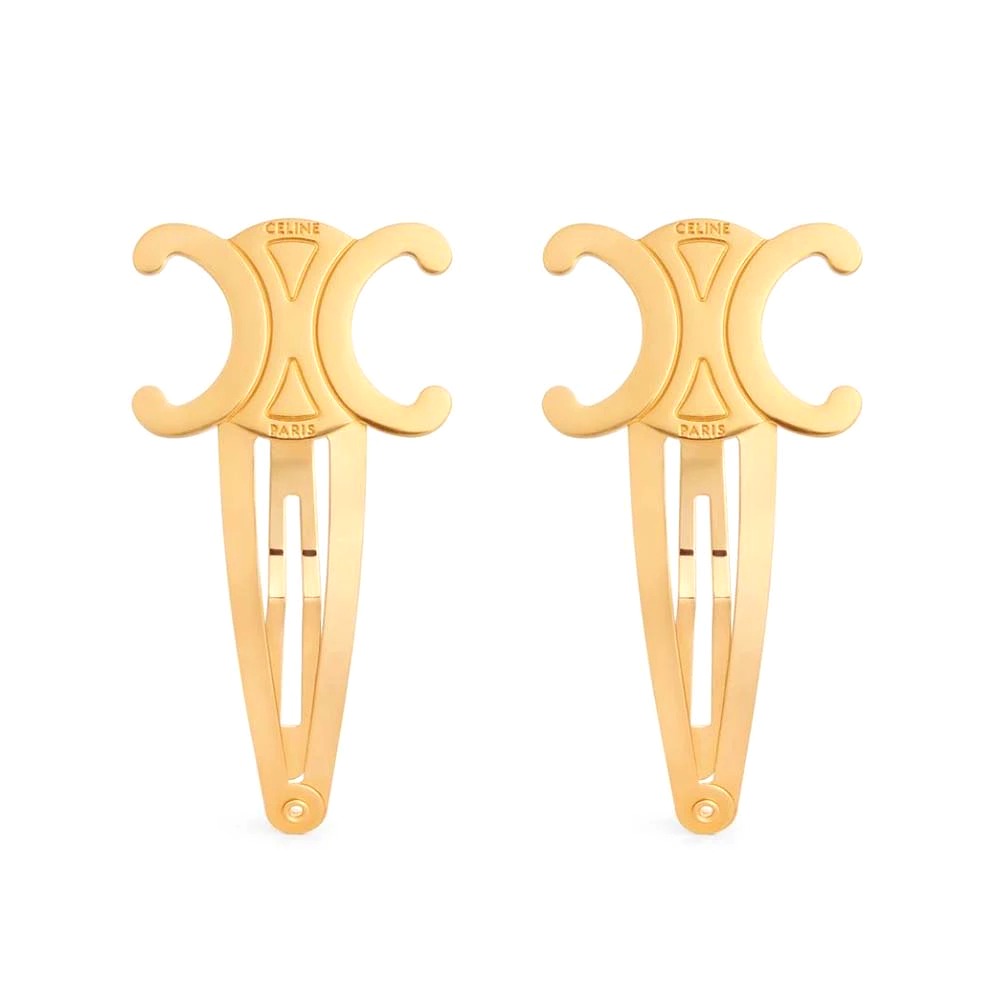 Kẹp tóc Celine Triomphe Snap Hair Clips in Brass with Gold Finish and Steel