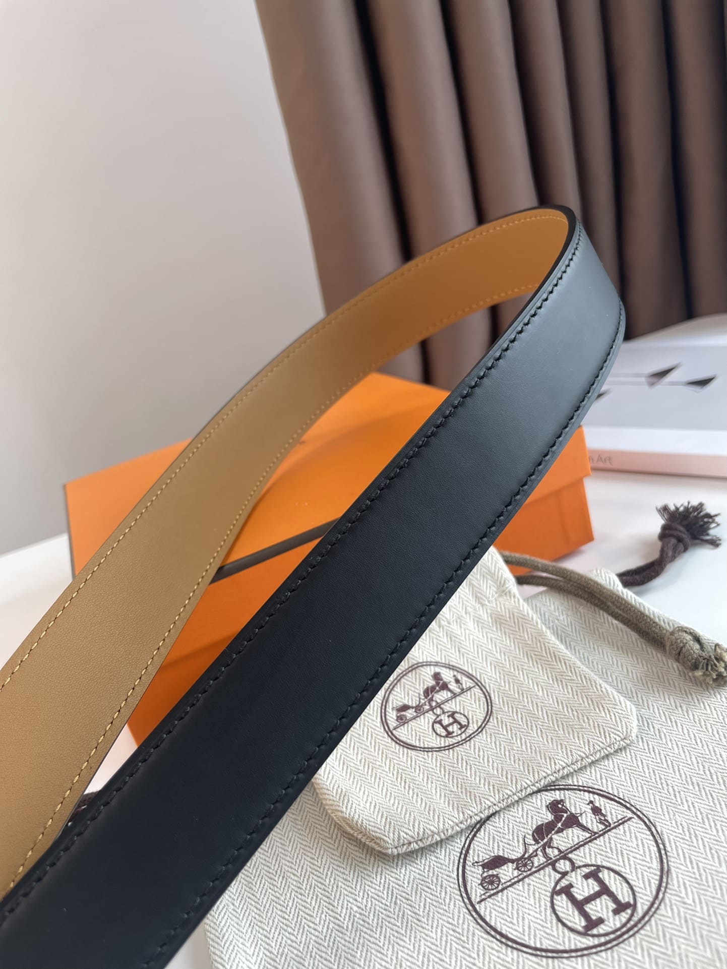DÂY LƯNG HERMES Togo Black leather