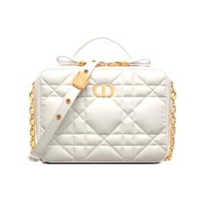 TÚI Dior Women Caro Box Bag with Chain Latte Quilted Macrocannage Calfskin Top Quality