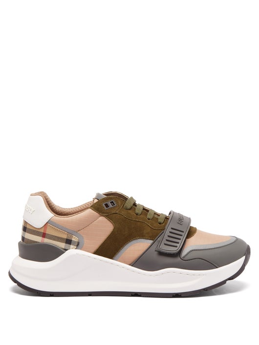 GIÀY BURBERRY Ramsey Vintage-check and suede trainers SS2022